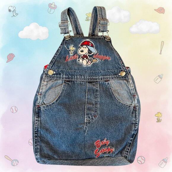 Peanuts Baseball Denim Diaper Tote Little Slugger Snoopy Vintage Vibes - Picture 1 of 11